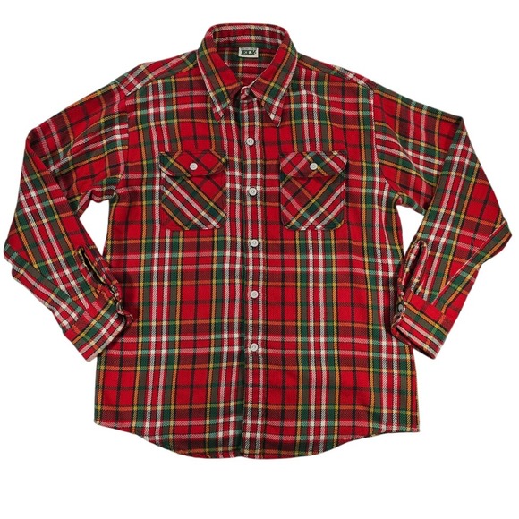 VTG ELY Flannel Shirt Mens L (16) Red Plaid Christmas Rancher Western Workwear - Picture 2 of 8